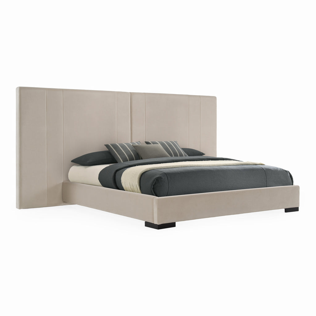 Penrose - Modern Beige Fabric Bed - Modern Beige Fabric Bed