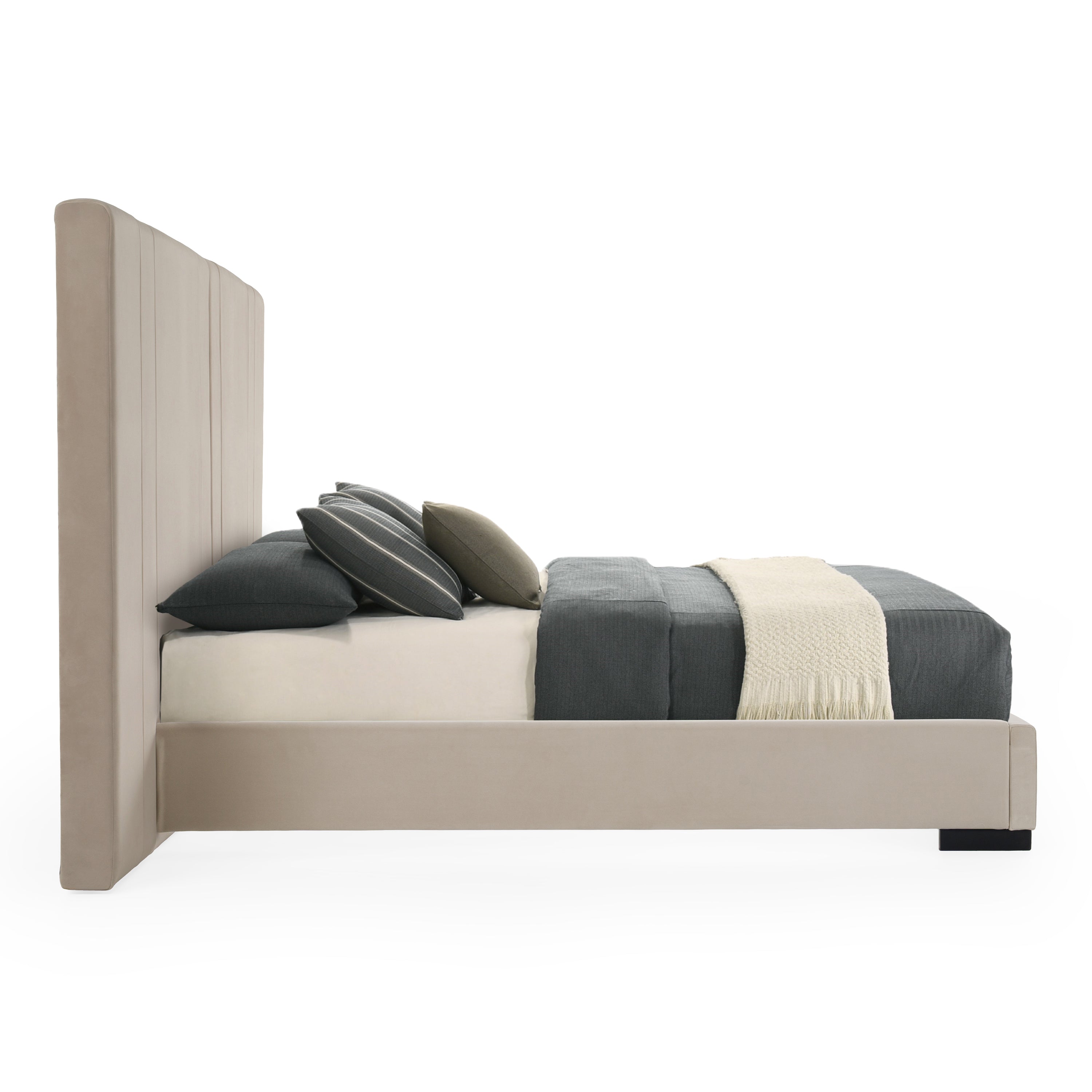 Penrose - Modern Beige Fabric Bed - Modern Beige Fabric Bed