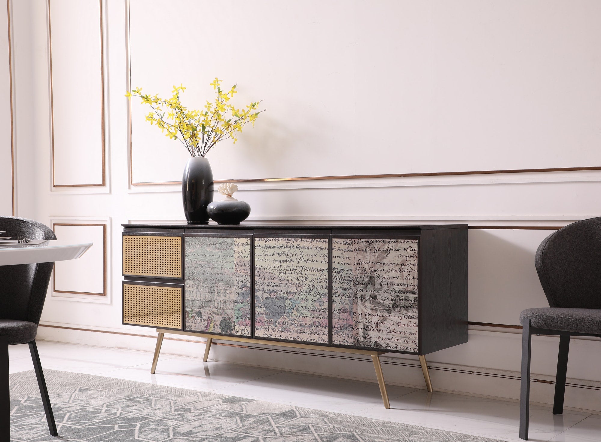 Phelan - Modern Smoked Ash & Brass Buffet