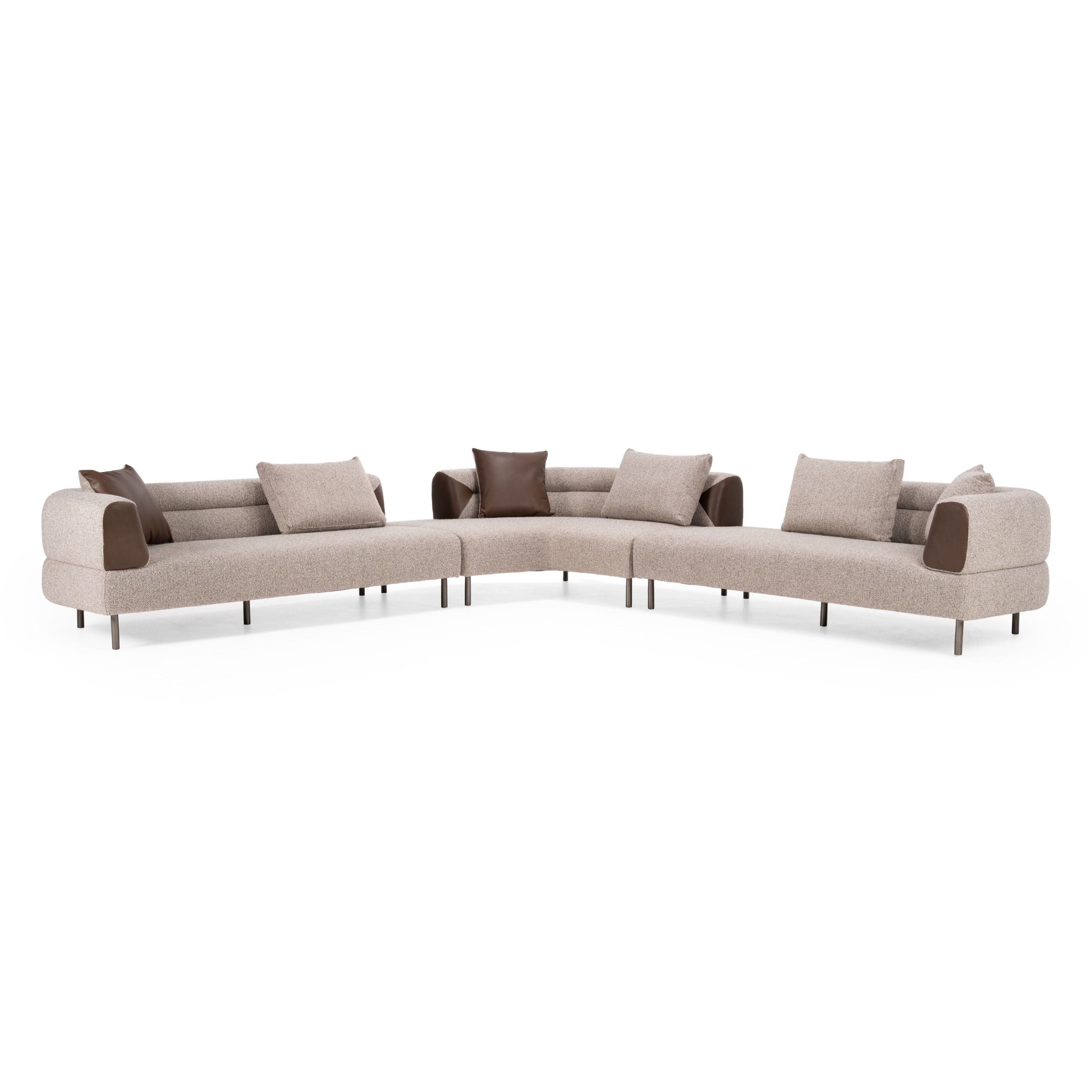 Divani Casa Plume - Modern Brown Fabric Sectional Sofa, free white love delivery in LA by ClaSSIC2MODERN
