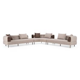 Plume - Modern Brown Fabric Sectional Sofa