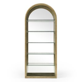 Poise - Modern Antique Brass + Mirror Bookcase