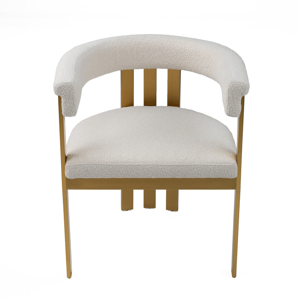 Pontiac - Modern Beige Sherpa + Gold Dining Chair