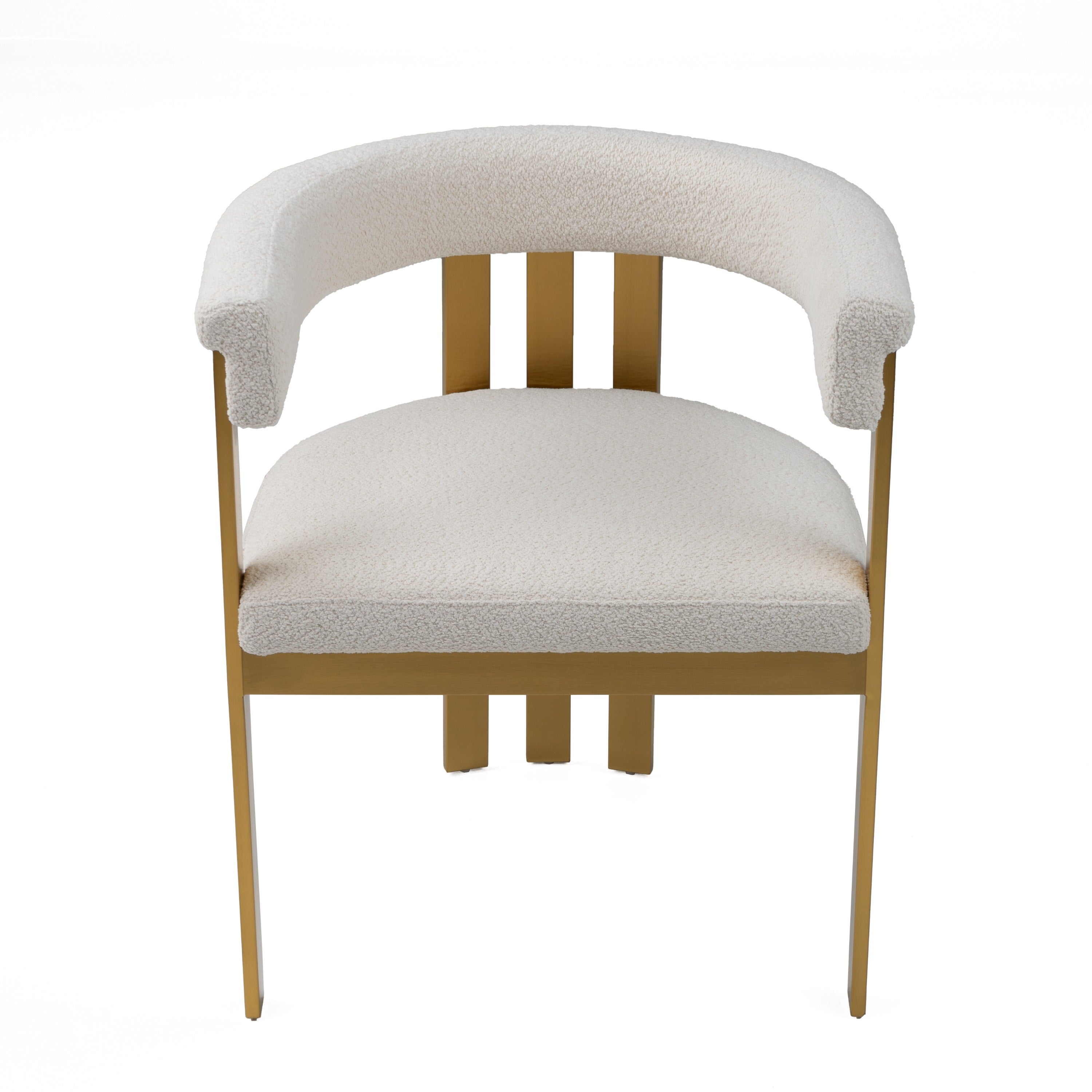 Pontiac - Modern Beige Sherpa + Gold Dining Chair
