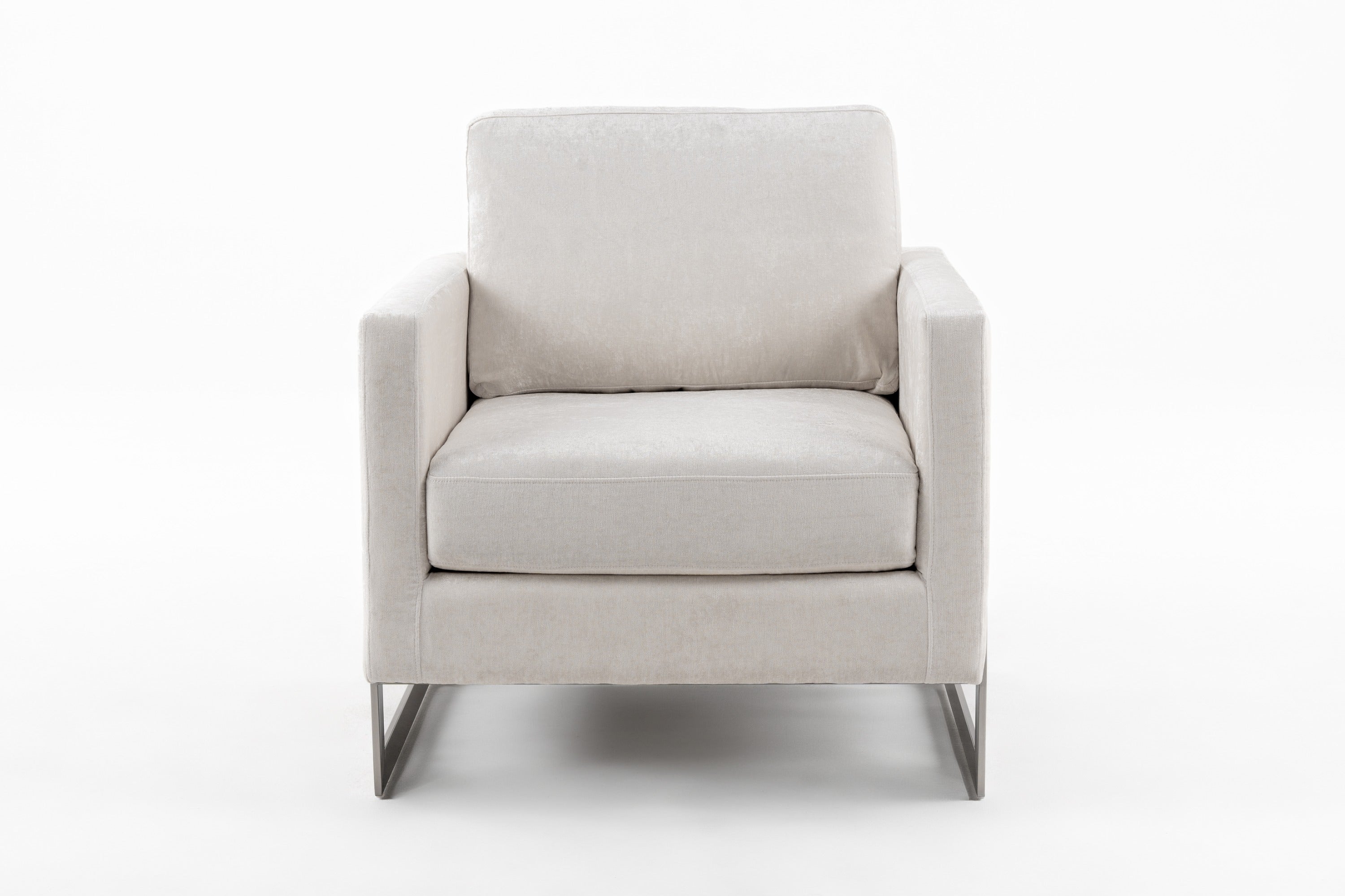 Modrest Prince - Contemporary Off White Fabric and Silver Accent Chair