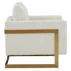 Prince - Contemporary Cream Fabric + Gold Accent Chair