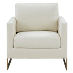 Prince - Contemporary Cream Fabric + Gold Accent Chair
