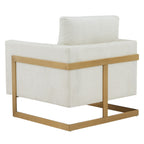 Prince - Contemporary Cream Fabric + Gold Accent Chair