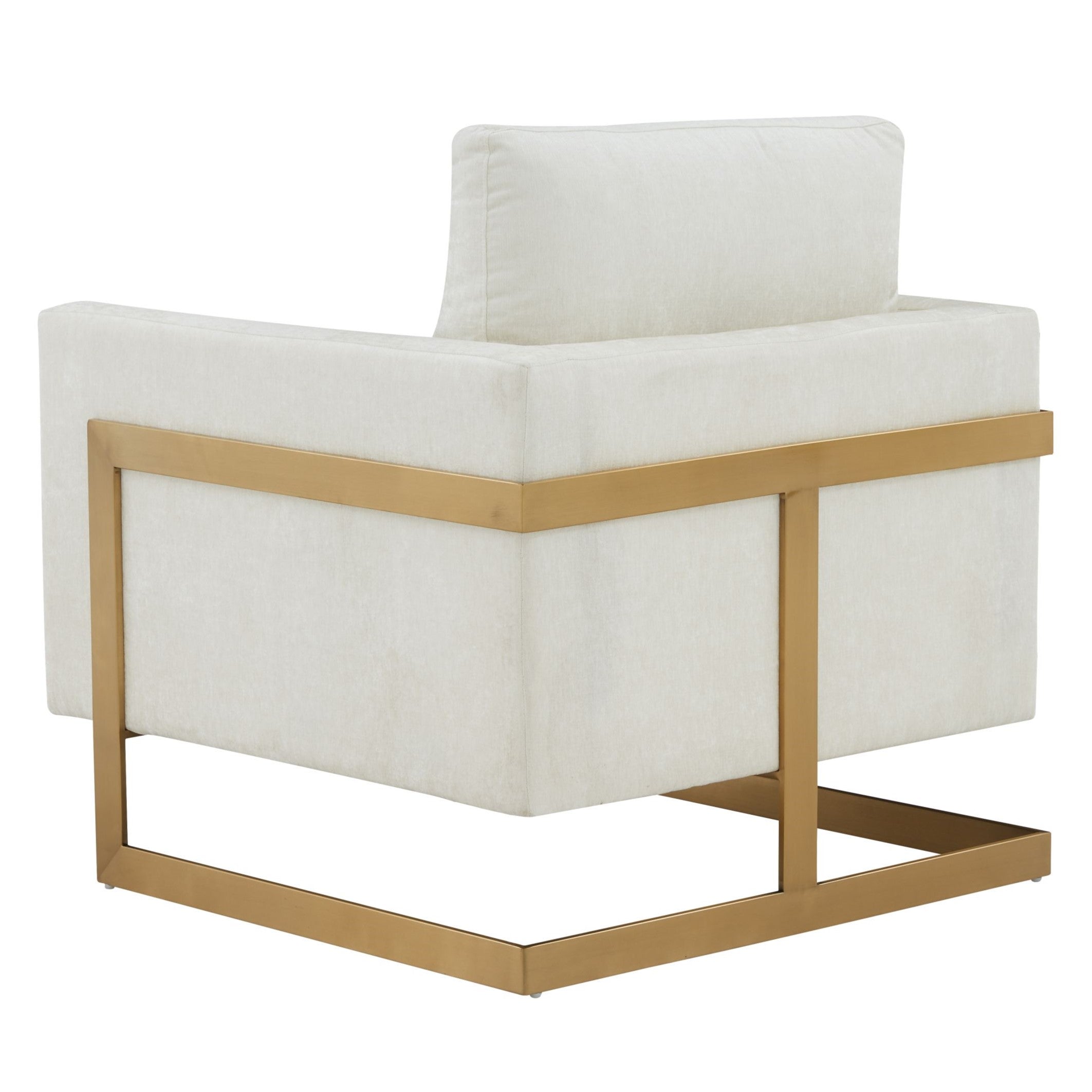 Prince - Contemporary Cream Fabric + Gold Accent Chair