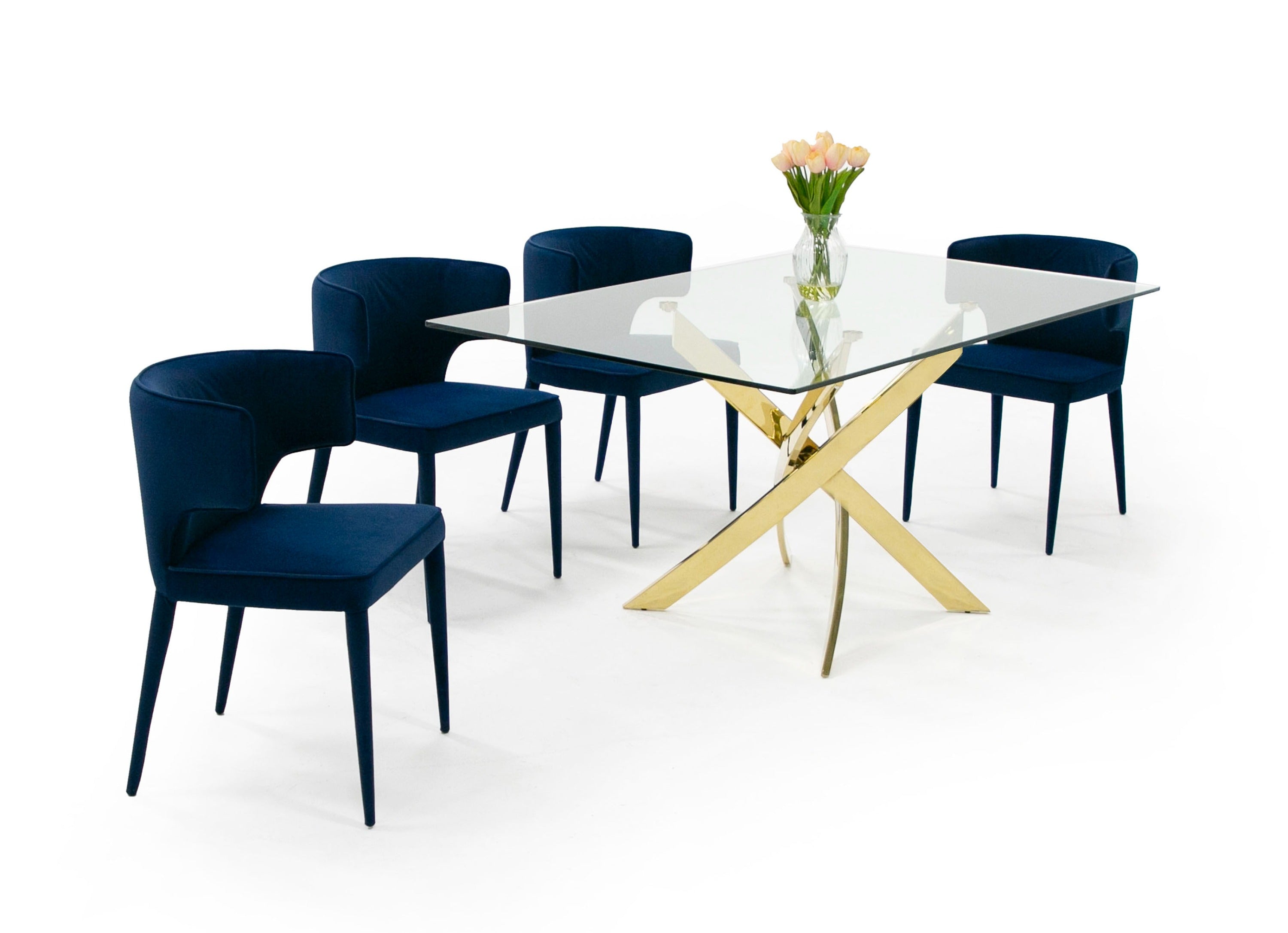 Pyrite Modern Rectangular Glass Dining Table