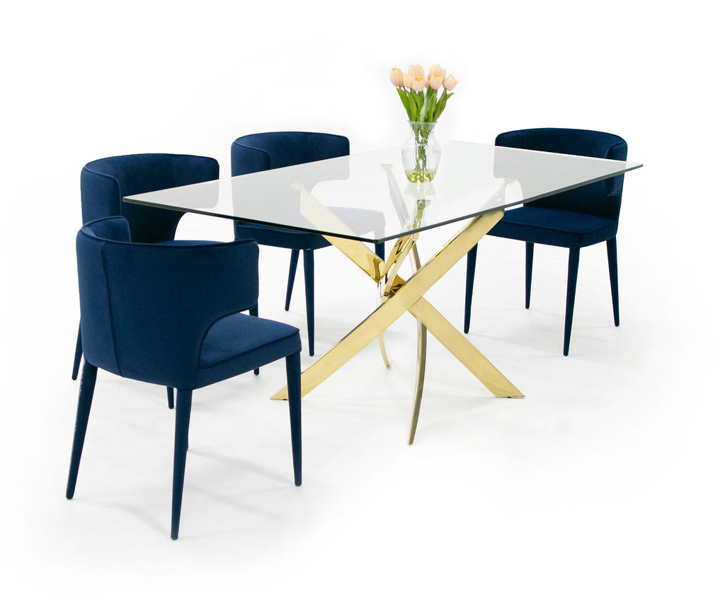 Pyrite Modern Rectangular Glass Dining Table