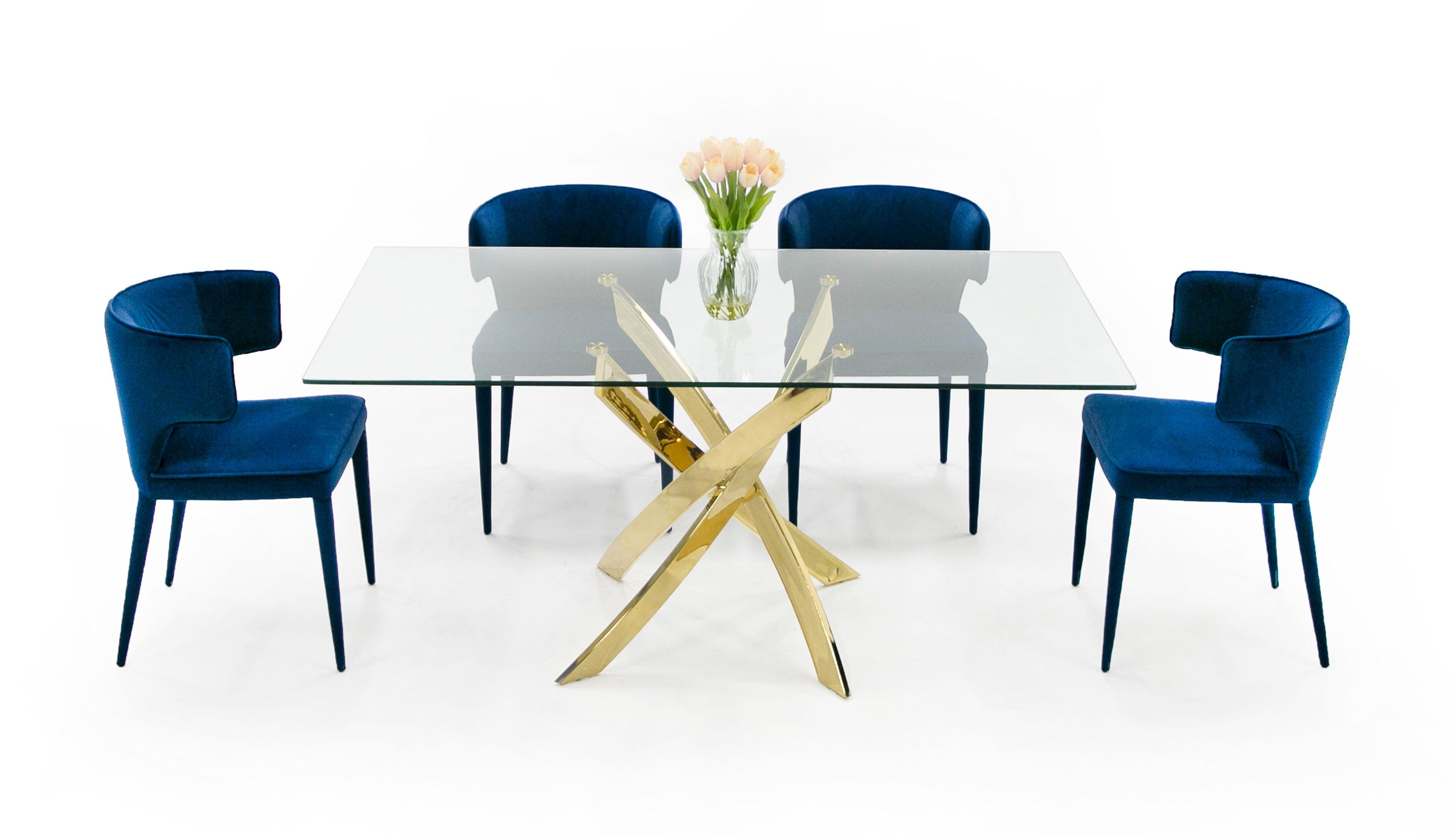 Pyrite Modern Rectangular Glass Dining Table