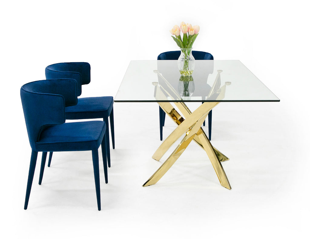 Pyrite Modern Rectangular Glass Dining Table