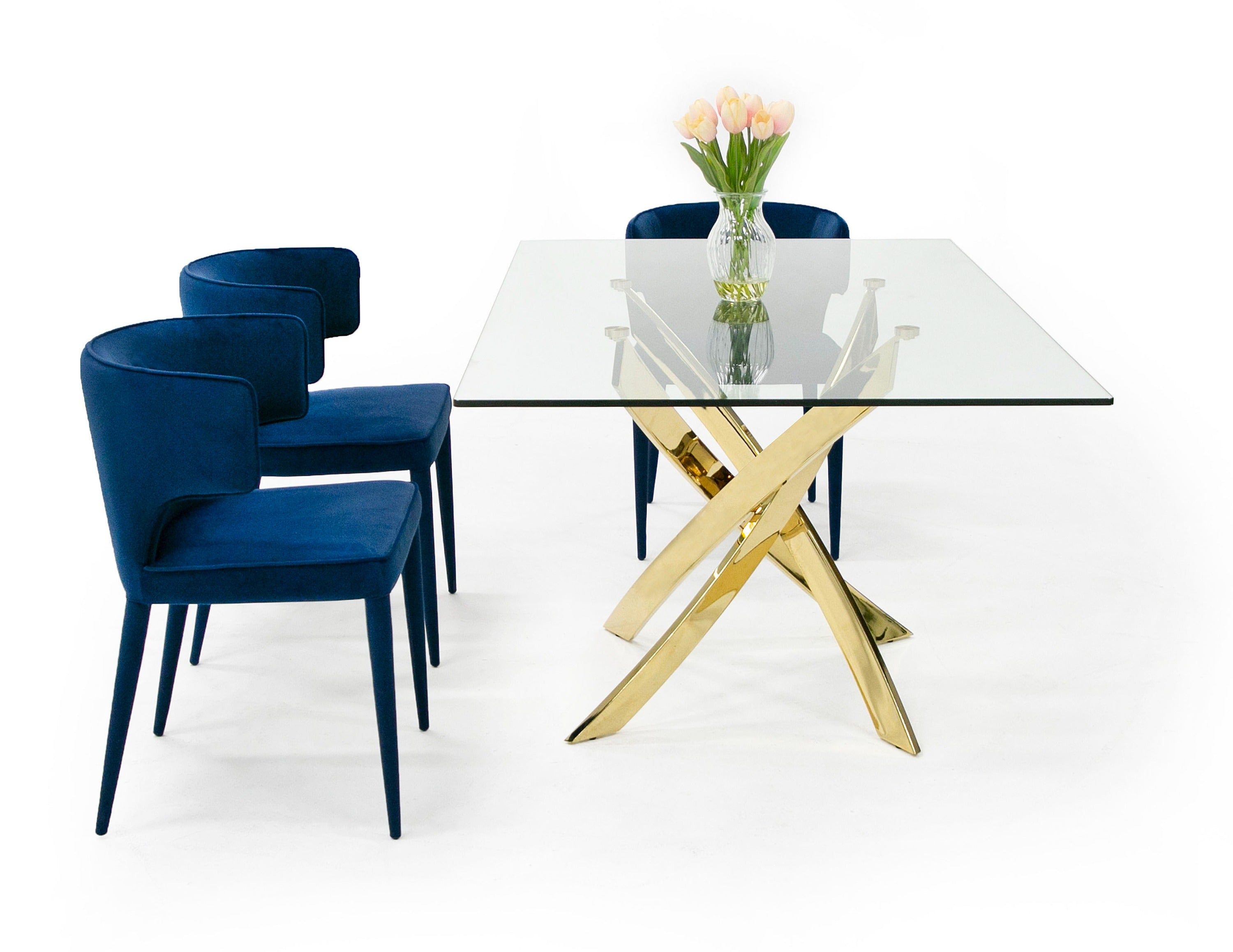 Pyrite Modern Rectangular Glass Dining Table