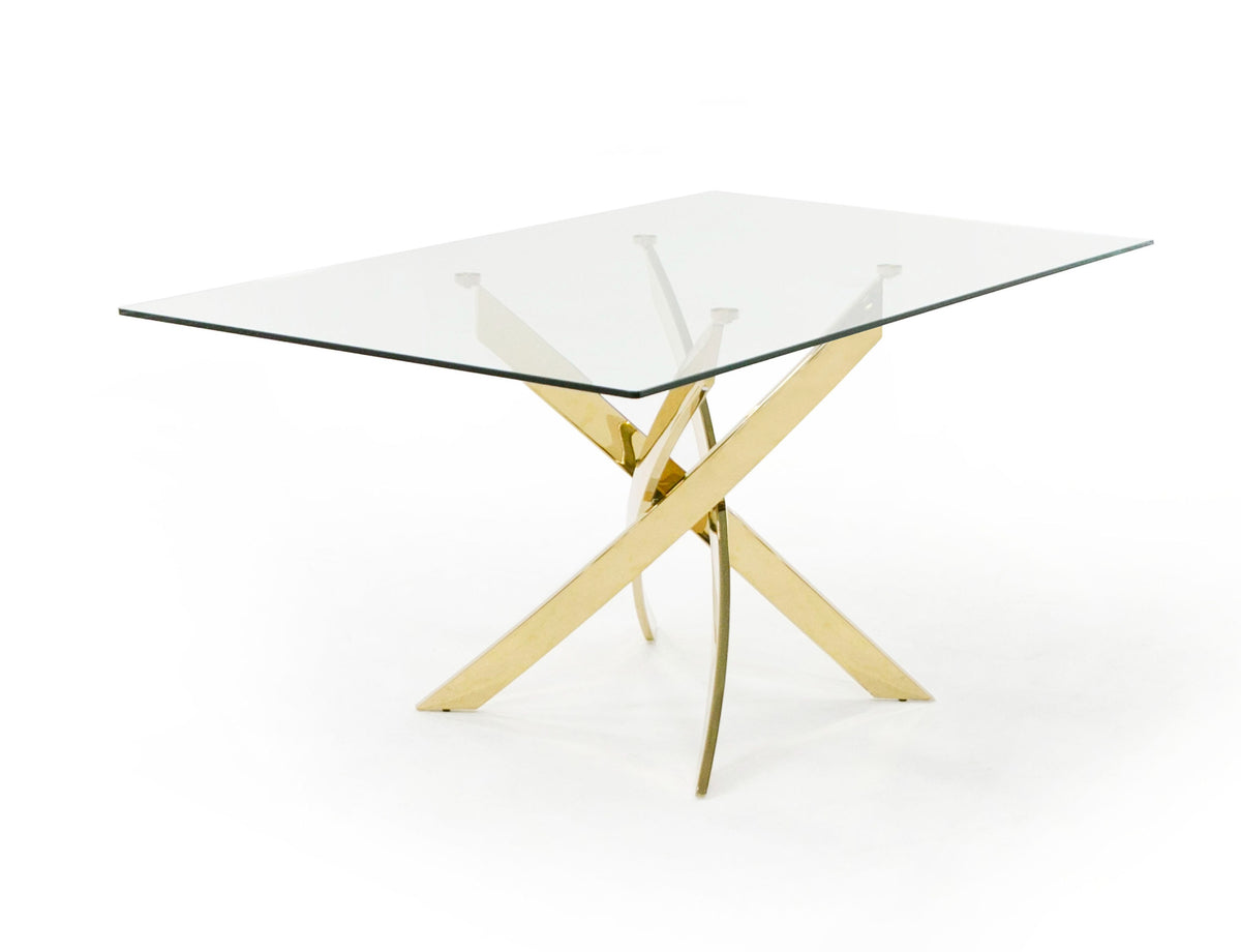Pyrite Modern Rectangular Glass Dining Table