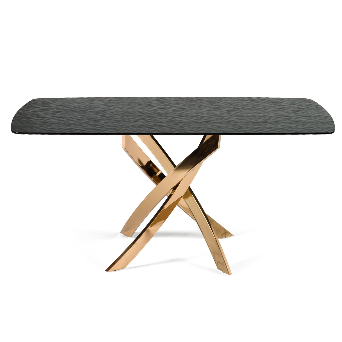 Pyrite Modern Rectangular Glass Dining Table