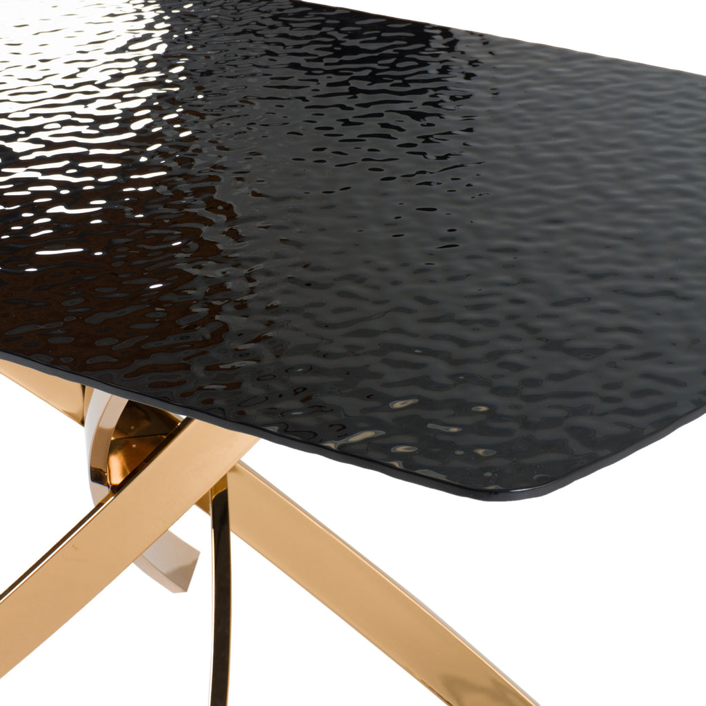 Pyrite Modern Rectangular Glass Dining Table