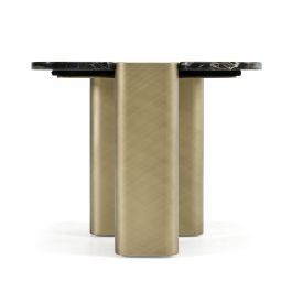 Quest - Modern Black Rose Marble + Antique Brass End Table