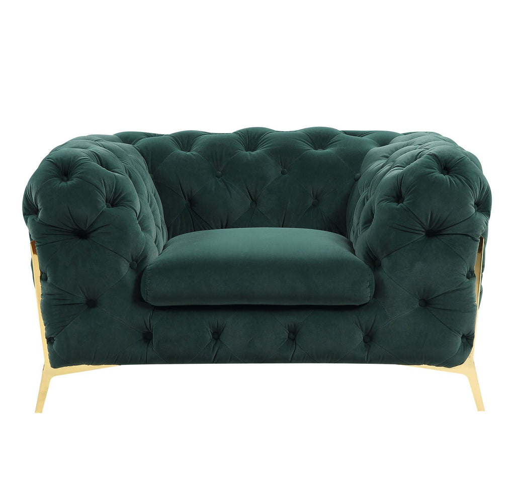 Quincey - Transitional Emerald Green Velvet Chair