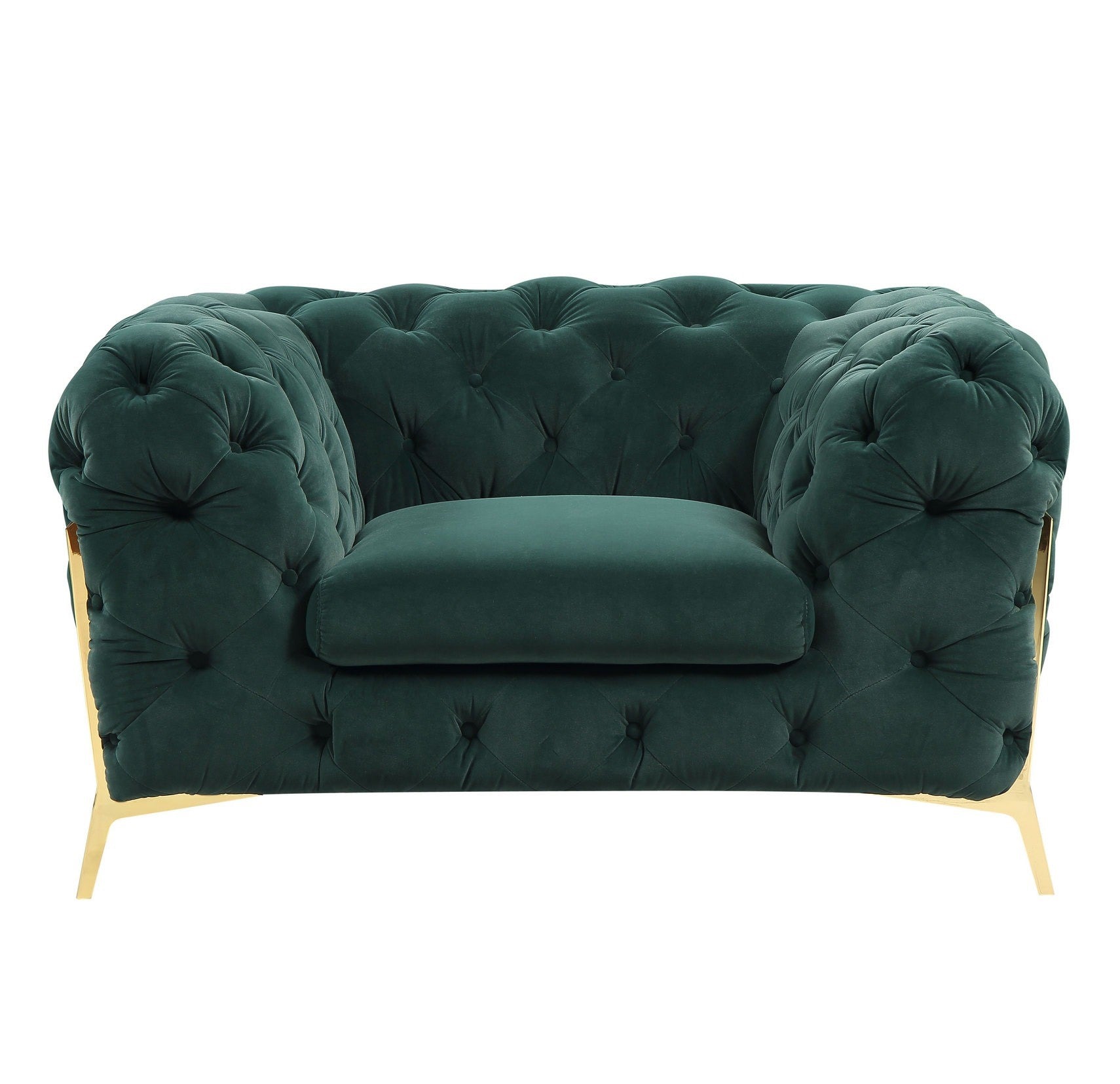 Quincey - Transitional Emerald Green Velvet Chair