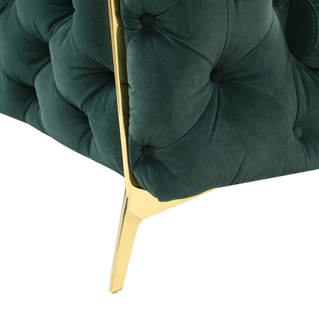 Quincey - Transitional Emerald Green Velvet Loveseat