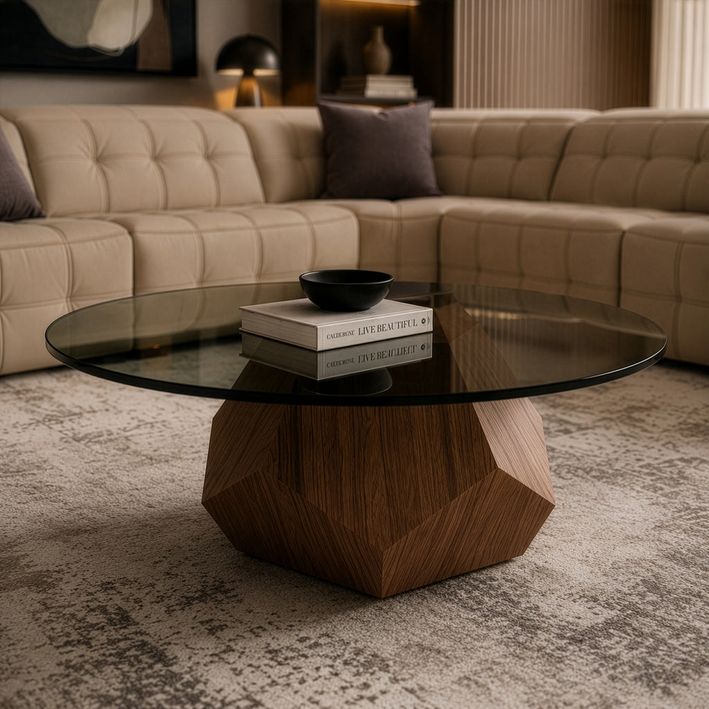 Rackham Mid-Century Walnut & Smoked Glass Coffee Table
