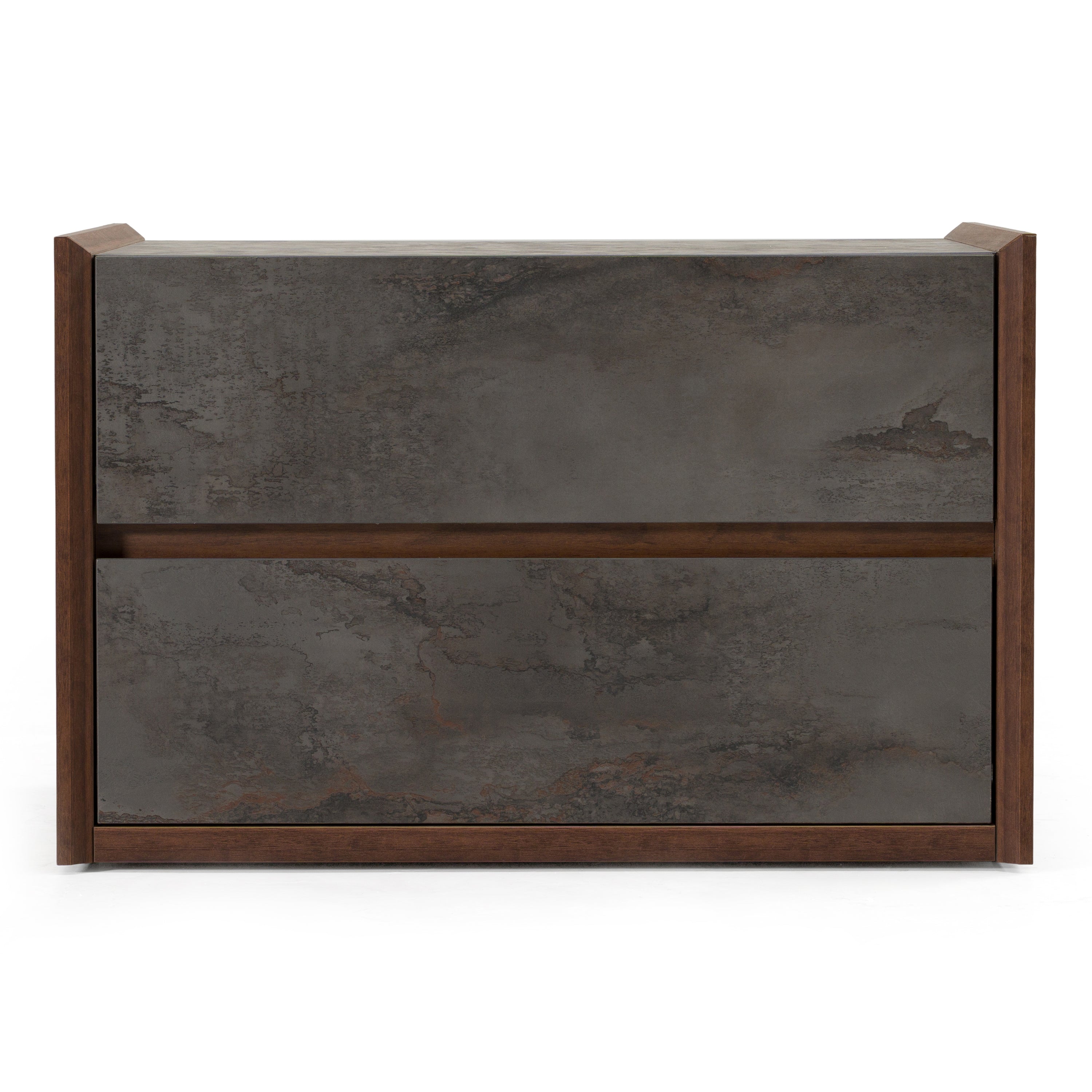 Rado Modern Walnut & Stucco Nightstand
