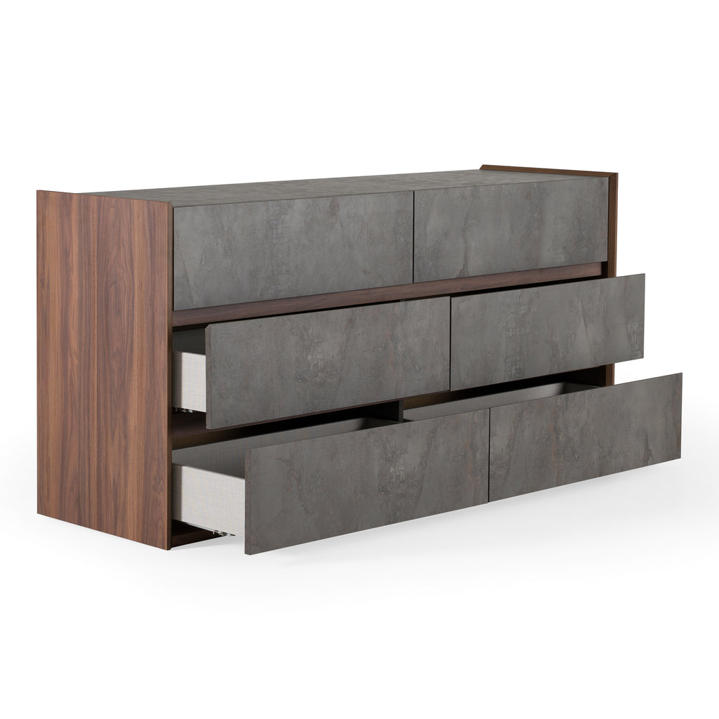 Rado Modern Walnut & Stucco Dresser