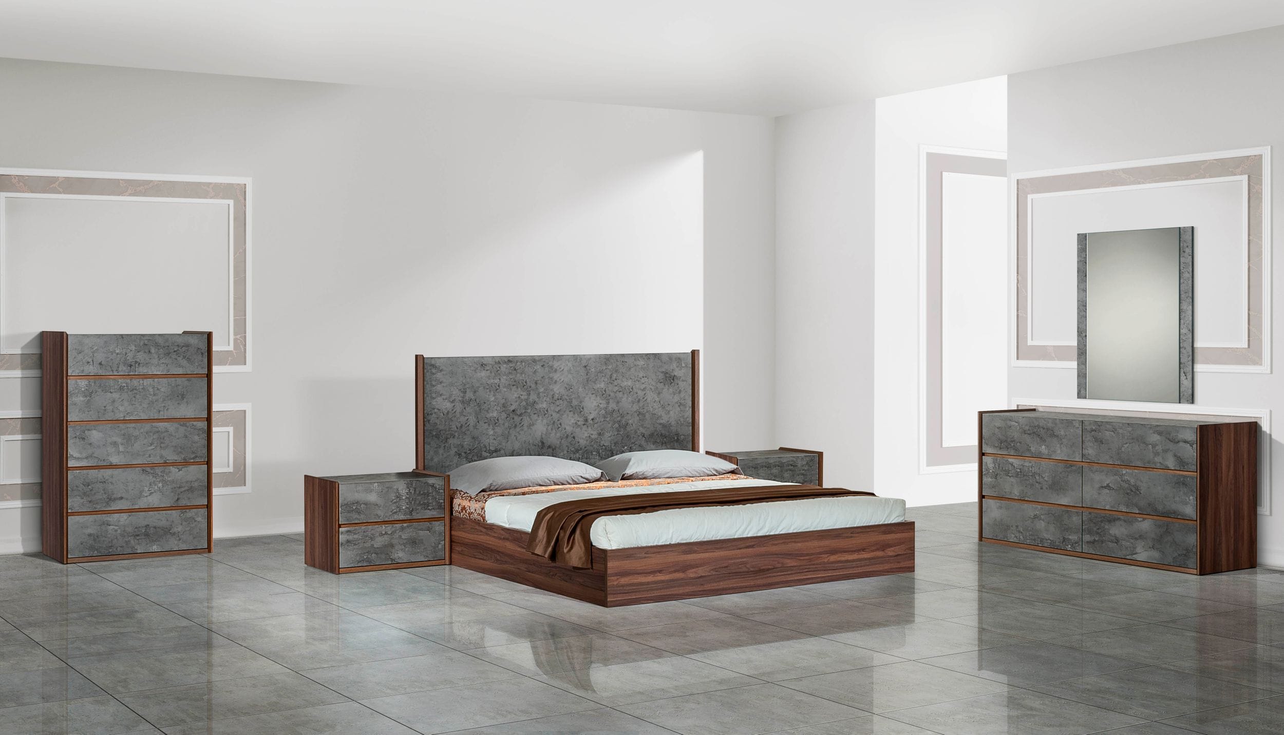 Rado Modern Walnut & Stucco Chest