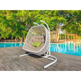 San Juan Outdoor White & Beige Hanging Chair