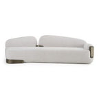 Rainier - Contemporary Off-White Fabric + Antique Brass Sofa