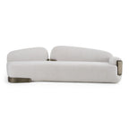 Rainier - Contemporary Off-White Fabric + Antique Brass Sofa