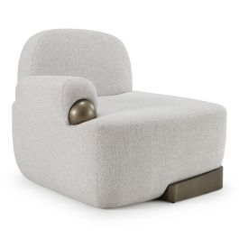 Rainier - Contemporary Off-White Fabric + Antique Brass Accent Chair