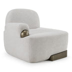 Rainier - Contemporary Off-White Fabric + Antique Brass Accent Chair