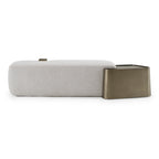 Rainier - Contemporary Off-White Fabric + Antique Brass Bench with Tray Table