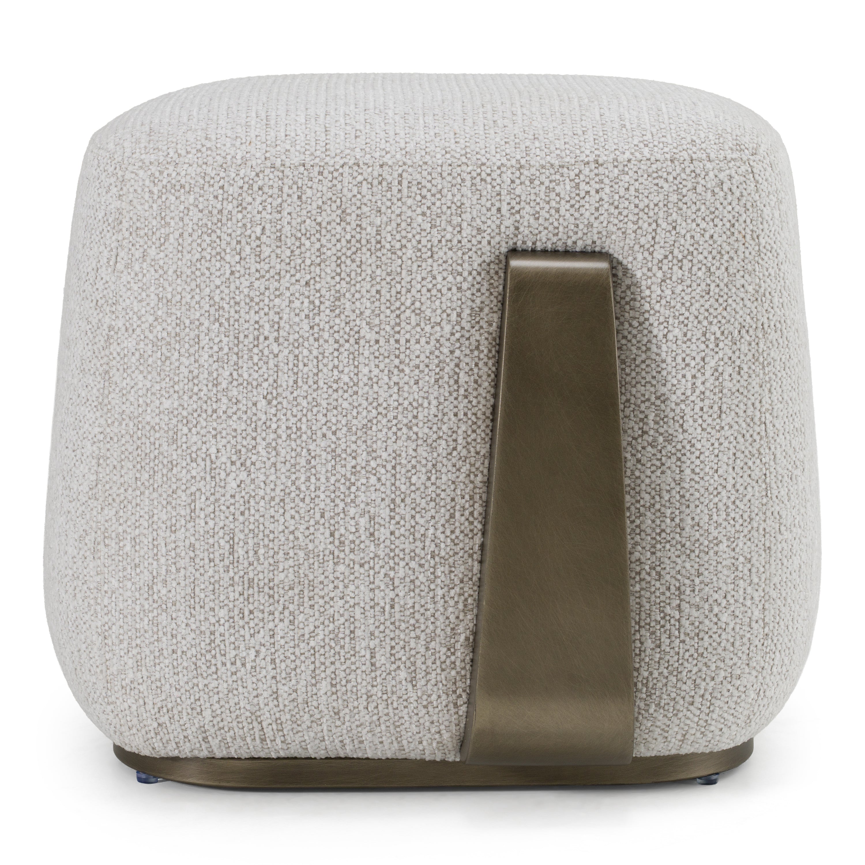 Rainier - Contemporary Off-White Fabric + Antique Brass Ottoman