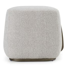Rainier - Contemporary Off-White Fabric + Antique Brass Ottoman