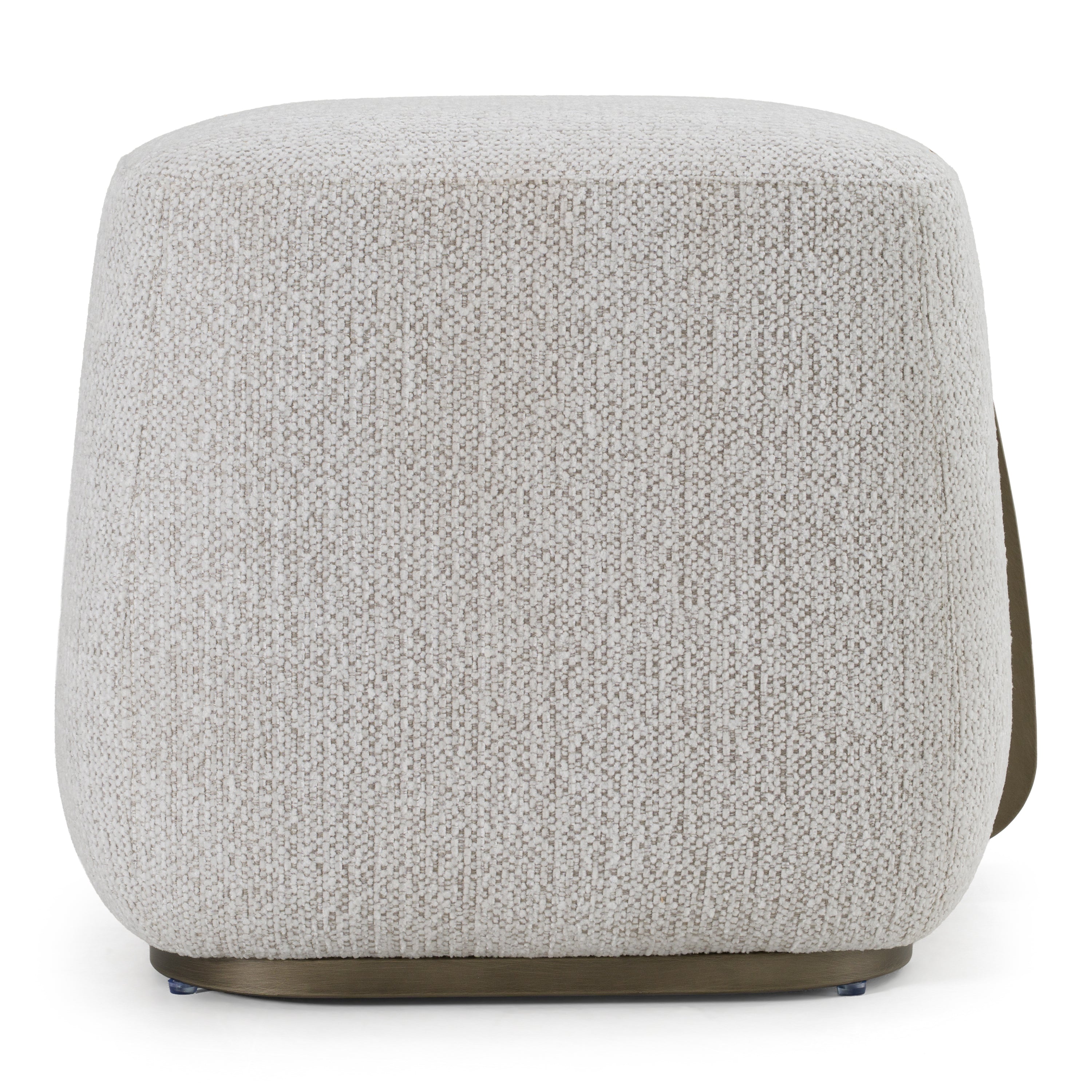 Rainier - Contemporary Off-White Fabric + Antique Brass Ottoman