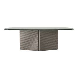 Raphael - Modern Glass + Silver Dining Table
