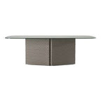 Raphael - Modern Glass + Silver Dining Table