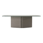Raphael - Modern Glass + Silver Dining Table
