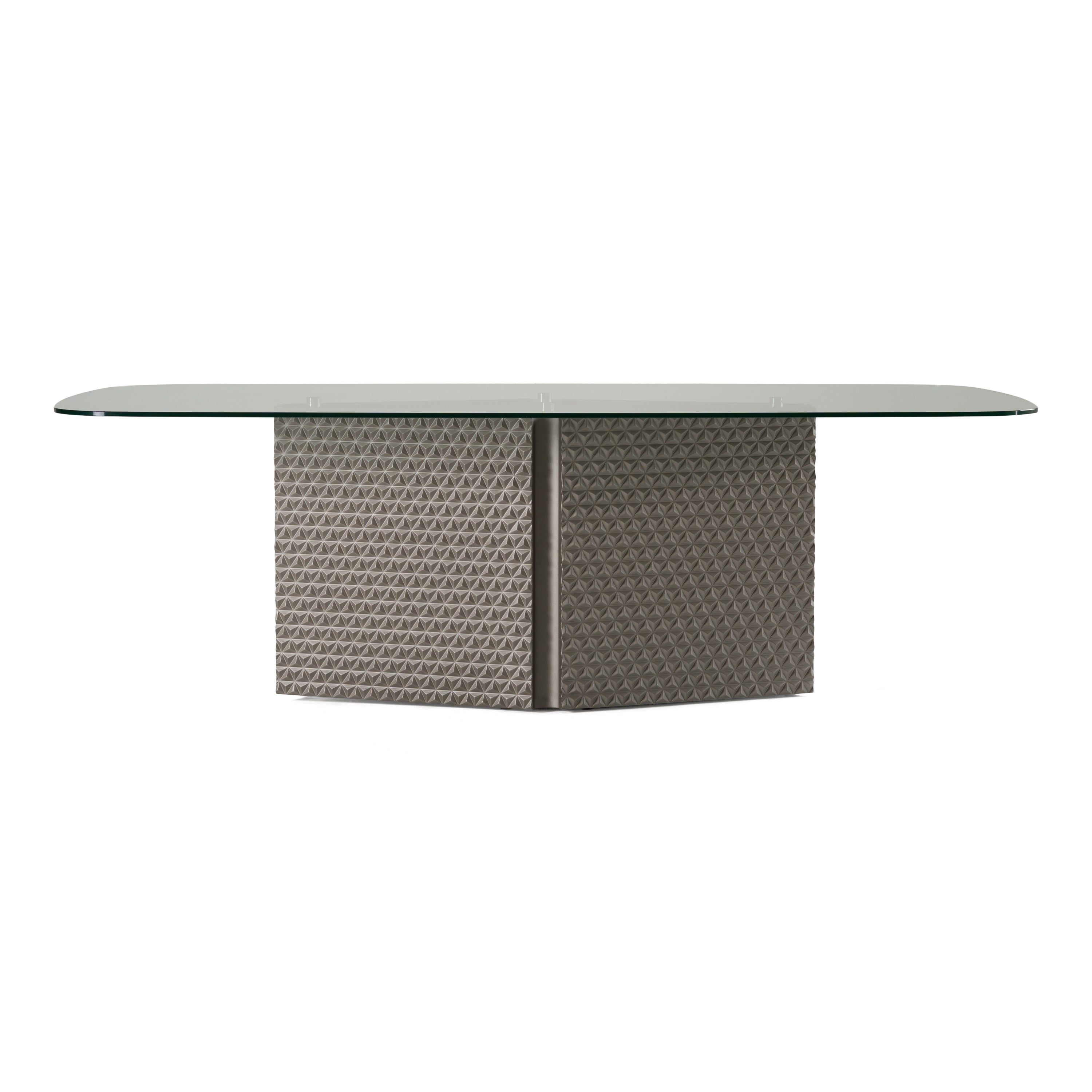 Raphael - Modern Glass + Silver Dining Table