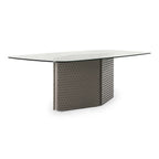 Raphael - Modern Glass + Silver Dining Table
