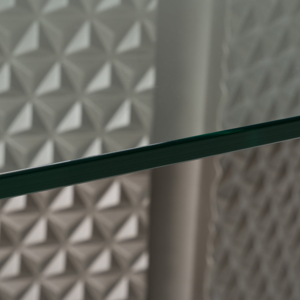 Raphael - Modern Glass + Silver Dining Table