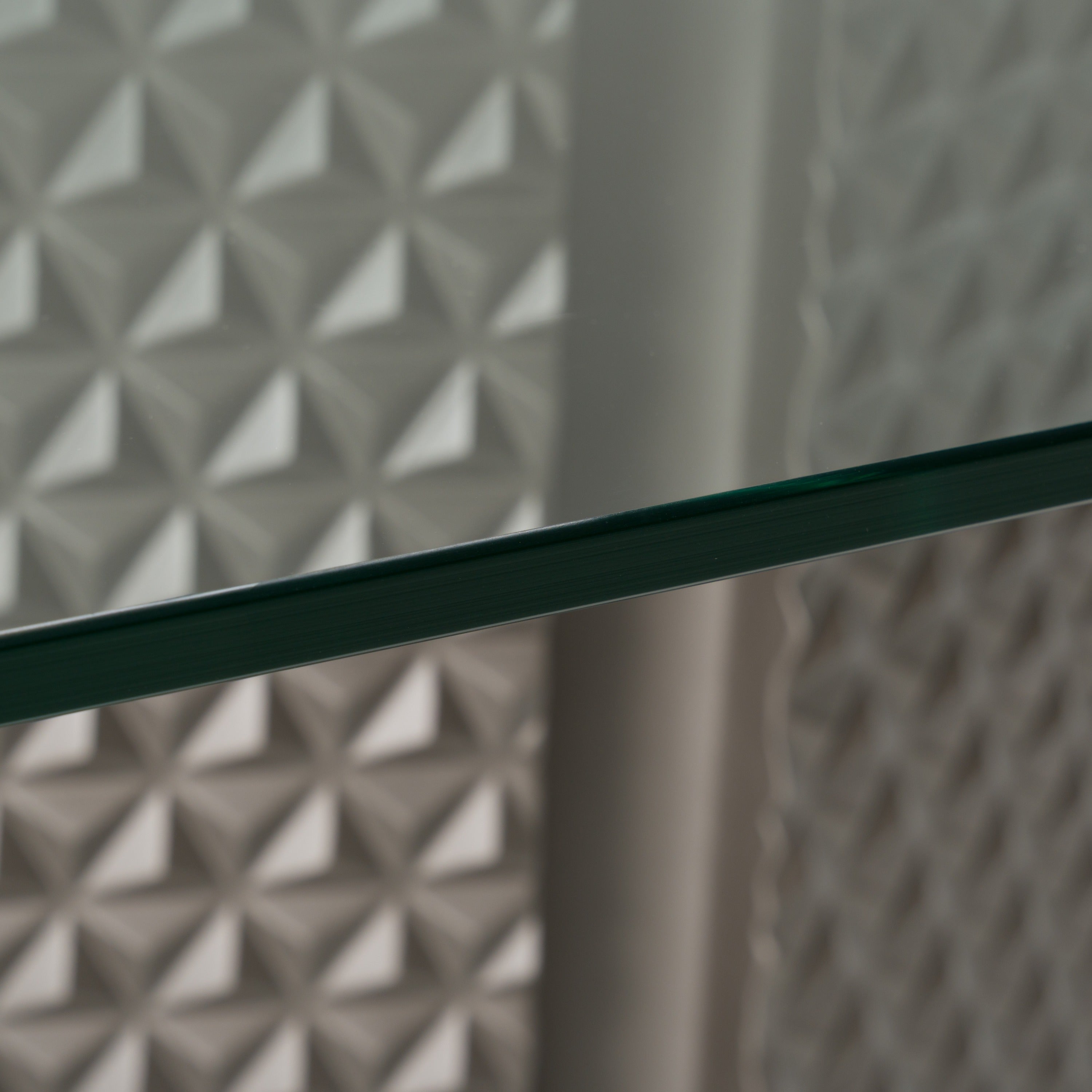 Raphael - Modern Glass + Silver Dining Table