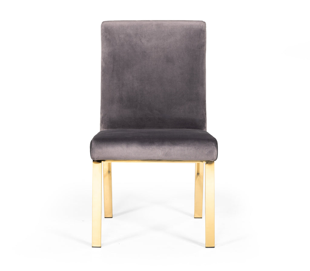 Reba Modern Grey Velvet & Gold Dining Chair (Set of 2)