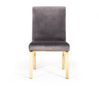 Reba Modern Grey Velvet & Gold Dining Chair (Set of 2)