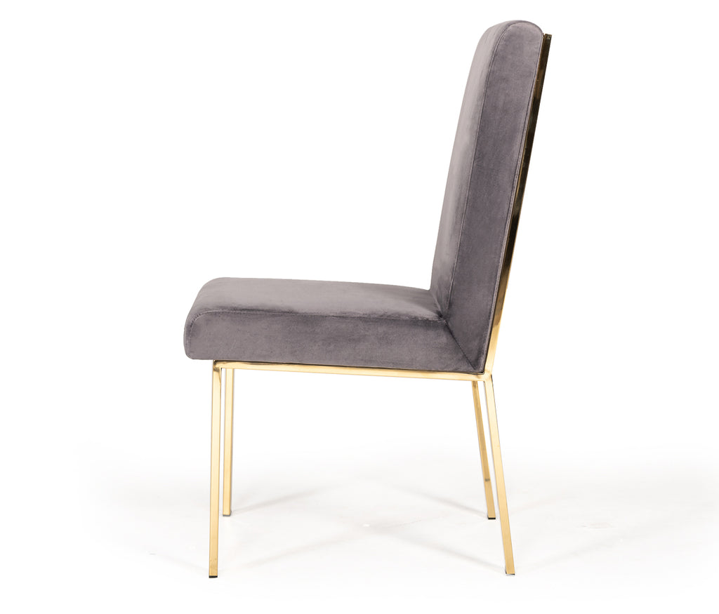 Reba Modern Grey Velvet & Gold Dining Chair (Set of 2)