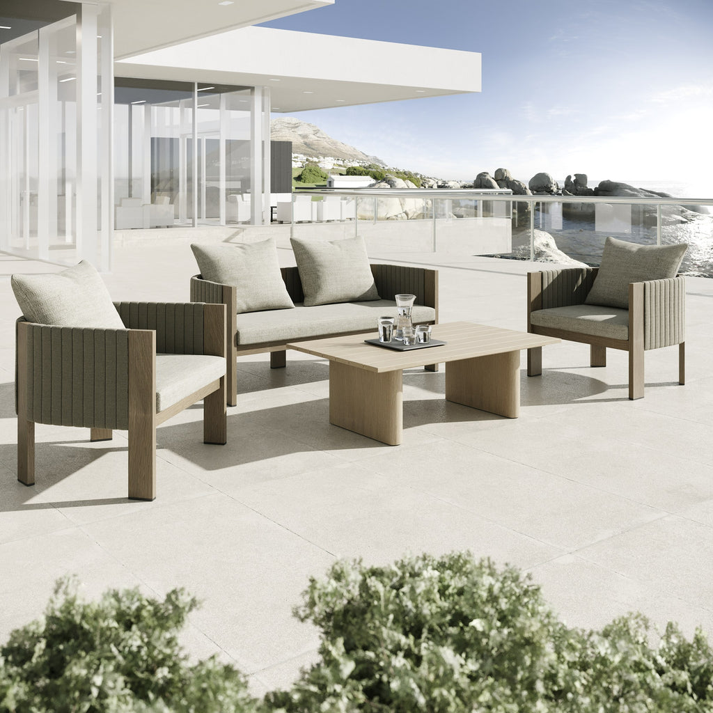 Salvora - Outdoor Beige Fabric & Grey Rope Chair