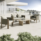 Salvora - Outdoor Beige Fabric & Grey Rope Chair